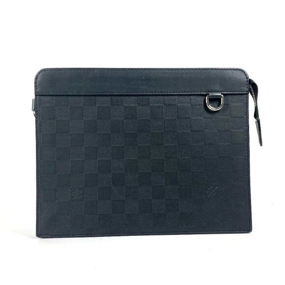 LOUIS VUITTON N60450 Damier Infini stand Pouch Clutch bag Leather Black - Picture 1 of 13